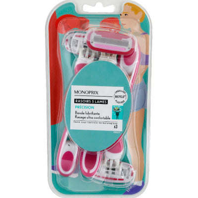 Monoprix Rasoirs Jetables Précision 5 Lames x3 Monoprix Rasoirs Jetables Précision 5 Lames x3