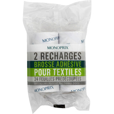 Monoprix 2 Recharges Brosses Adhésive Pour Textiles 24 Feuilles Monoprix 2 Recharges Brosses Adhésive Pour Textiles 24 Feuilles