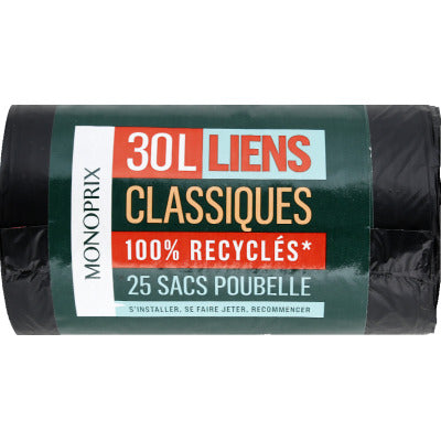 Monoprix Sacs Poubelle Liens Classiques 100 Recyclés 30L Monoprix Sacs Poubelle Liens Classiques 100 Recyclés 30L