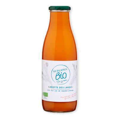 Monoprix Bio Origines Pur jus de carotte la bouteille de 75cl Monoprix Bio Origines Pur jus de carotte la bouteille de 75cl