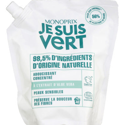 Monoprix Je Suis Vert Adoucissant Concentré Peaux Sensibles 0,75L Monoprix Je Suis Vert Adoucissant Concentré Peaux Sensibles 0,75L