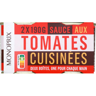 Monoprix Sauce aux tomates cuisinées 2x190g Monoprix Sauce aux tomates cuisinées 2x190g