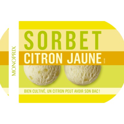 Monoprix Sorbet Citron Jaune 606ml Monoprix Sorbet Citron Jaune 606ml