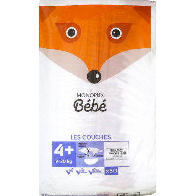 Monoprix Bébé Couches Taille 4+ x50 Monoprix Bébé Couches Taille 4+ x50