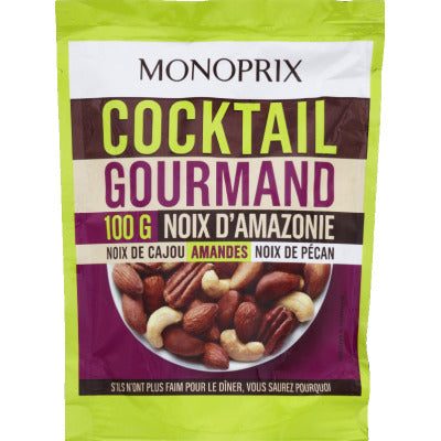 Monoprix Cocktail gourmand noix de cajou, amandes & noix de pécan 100g Monoprix Cocktail gourmand noix de cajou, amandes & noix de pécan 100g