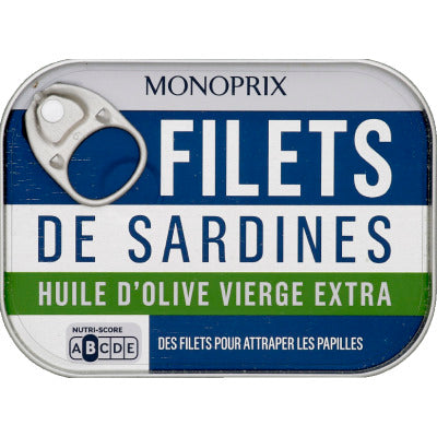 Monoprix Filets de Sardines Huile d'Olive Vierge Extra 70g Monoprix Filets de Sardines Huile d'Olive Vierge Extra 70g