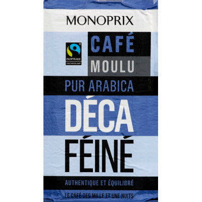 Monoprix Café moulu pur arabica décaféiné 250g Monoprix Café moulu pur arabica décaféiné 250g