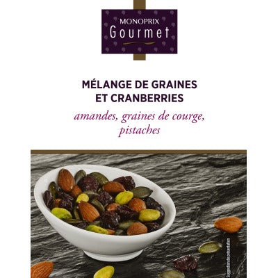 Monoprix Gourmet Mélange de graines et cranberries 120g Monoprix Gourmet Mélange de graines et cranberries 120g