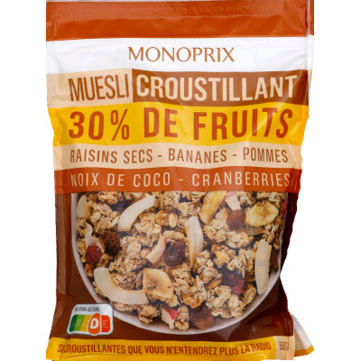 Muesli Croustillant 30% de fruits 500g Muesli Croustillant 30% de fruits 500g