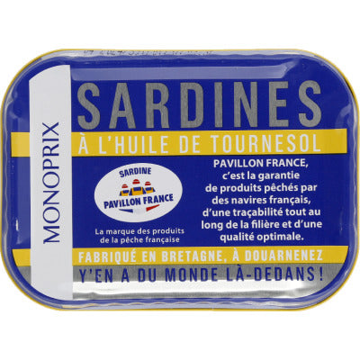Monoprix Sardines à l'huile de tournesol 87g Monoprix Sardines à l'huile de tournesol 87g