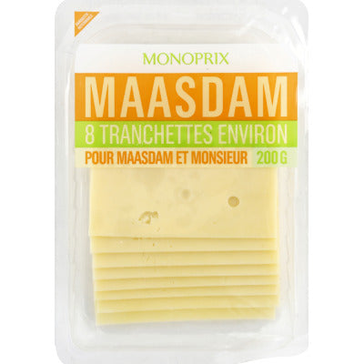 Monoprix Maasdam x8 tranches - 200g Monoprix Maasdam x8 tranches - 200g