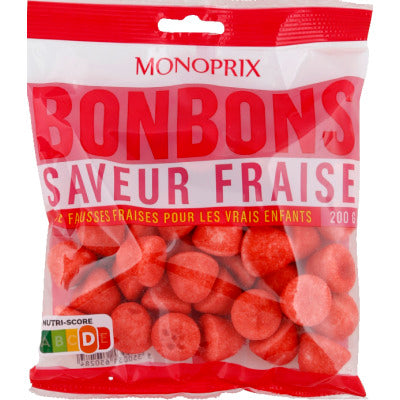 Monoprix Bonbons saveur fraise 200g Monoprix Bonbons saveur fraise 200g