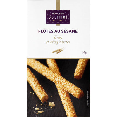 Monoprix Gourmet Flûtes au sésame fines et croquantes 125g Monoprix Gourmet Flûtes au sésame fines et croquantes 125g