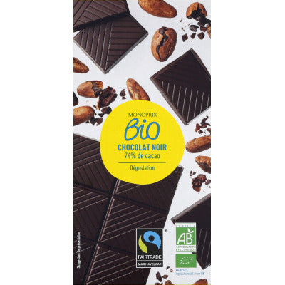 Monoprix Bio Chocolat noir dégustation 74% de cacao 100g Monoprix Bio Chocolat noir dégustation 74% de cacao 100g