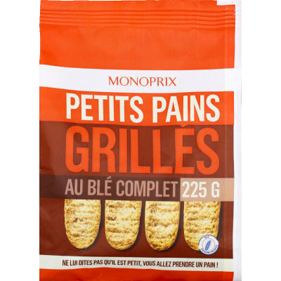 Monoprix Petits Pains Grillés Au Blé Complet 225g Monoprix Petits Pains Grillés Au Blé Complet 225g