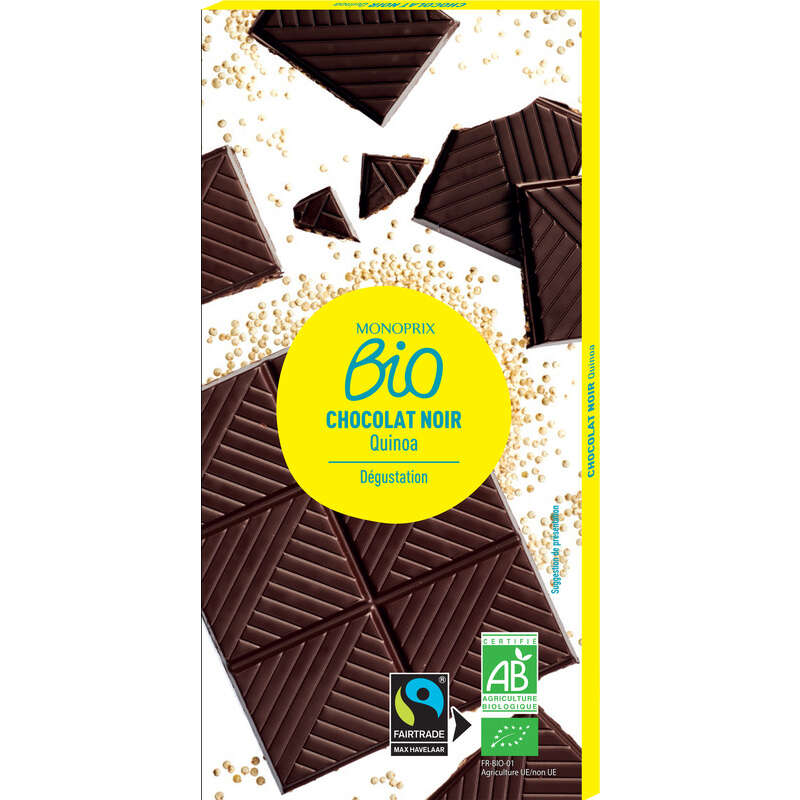 Monoprix Bio Tablette de chocolat noir quinoa 100g