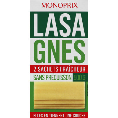 Monoprix Lasagnes Sans Pré-cuisson 500g Monoprix Lasagnes Sans Pré-cuisson 500g