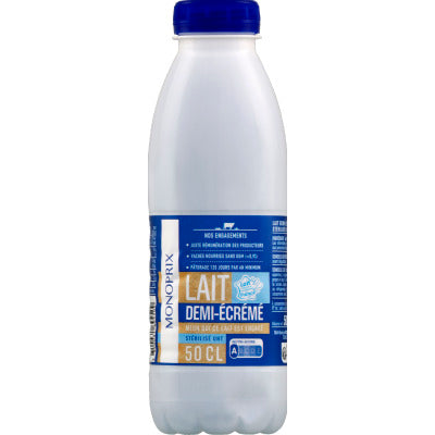 Monoprix Lait demi-écrémé stérilisé UHT 50cl Monoprix Lait demi-écrémé stérilisé UHT 50cl