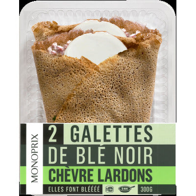 Monoprix Galettes De Blé Noir Chèvres Lardons X2, 300G Monoprix Galettes De Blé Noir Chèvres Lardons X2, 300G