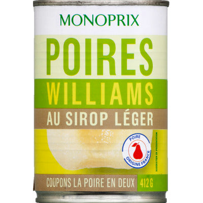 Monoprix Poires Williams Au Sirop Léger 412g Monoprix Poires Williams Au Sirop Léger 412g