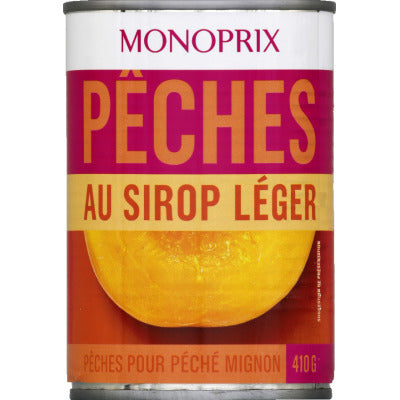 Monoprix Pêches Au Sirop Léger 235G Monoprix Pêches Au Sirop Léger 235G