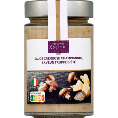 Monoprix Gourmet Sauce crémeuse champignons, saveur truffe d'été 180g Monoprix Gourmet Sauce crémeuse champignons, saveur truffe d'été 180g