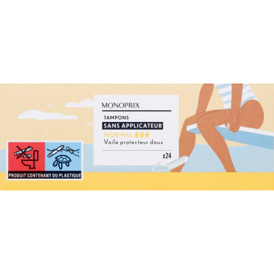 Monoprix Tampons Normal sans applicateur x24 Monoprix Tampons normal sans applicateur x24