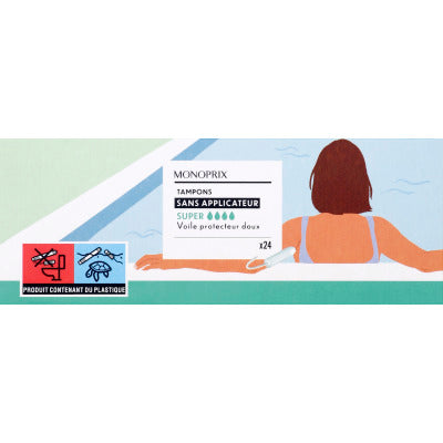 Monoprix Tampons super sans applicateur x24 Monoprix Tampons super sans applicateur x24