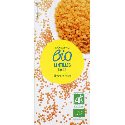 Monoprix Bio Lentilles Corail 450g Monoprix Bio Lentilles Corail 450g