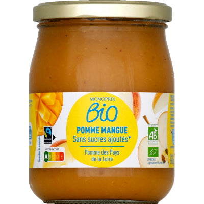Monoprix Bio Origines Purée De Pomme Mangue, Sans Sucres Ajoutés 560G Monoprix Bio Origines Purée De Pomme Mangue, Sans Sucres Ajoutés 560G