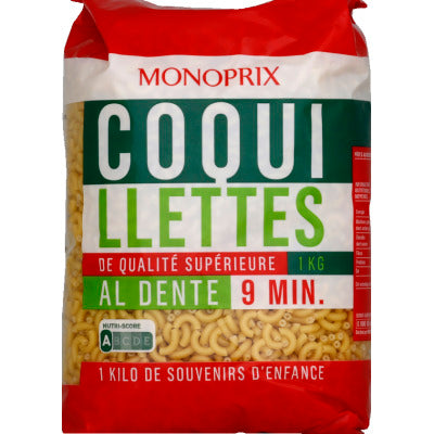 Monoprix Coquillettes Prêt en 9 minutes 1kg Monoprix Coquillettes Prêt en 9 minutes 1kg