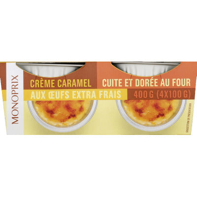 Monoprix Crème caramel cuite et dorée au four 4x100g Monoprix Crème caramel cuite et dorée au four 4x100g