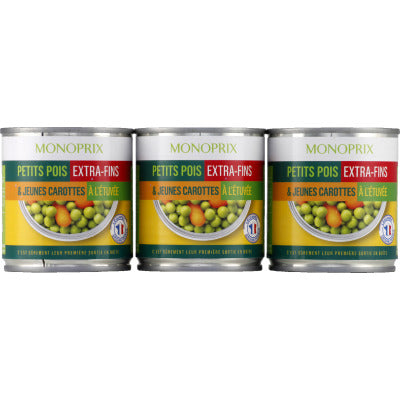 Monoprix Petits Pois Extra-Fins &Jeunes Carottes à l'Etuvée 390g Monoprix Petits Pois Extra-Fins &Jeunes Carottes à l'Etuvée 390g