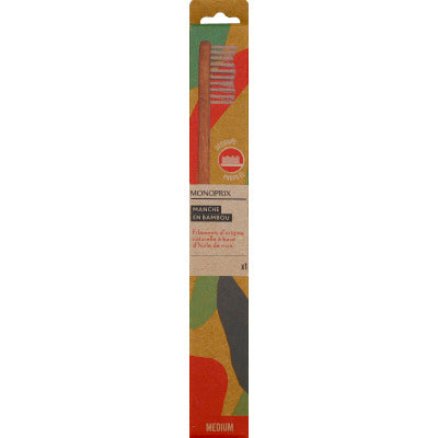 Monoprix Brosse à dents en bambou medium x1 Monoprix Brosse à dents en bambou medium x1