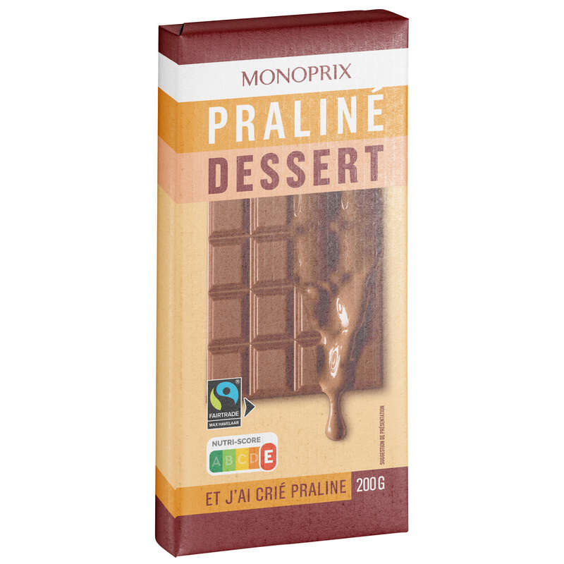 Monoprix Tablette dessert 50% praliné 200g Monoprix Tablette dessert 50% praliné 200g