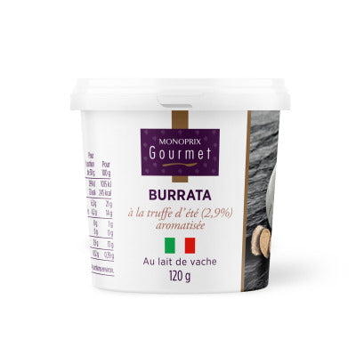 Monoprix Gourmet Burrata À La Truffe D'Été 120g Monoprix Gourmet Burrata À La Truffe D'Été 120g