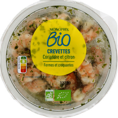 Monoprix Bio Crevettes biologique décortiquées coriandre citron 109g Monoprix Bio Crevettes biologique décortiquées coriandre citron 109g
