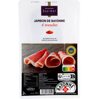 Monoprix Gourmet Jambon De Bayonne Affiné 12 Mois Minimum 80g Monoprix Gourmet Jambon De Bayonne Affiné 12 Mois Minimum 80g