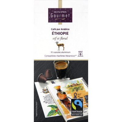 Monoprix Gourmet Café Arabica Ethiopie Yrgacheffe X10 Capsules 52g Monoprix Gourmet Café Arabica Ethiopie Yrgacheffe X10 Capsules 52g