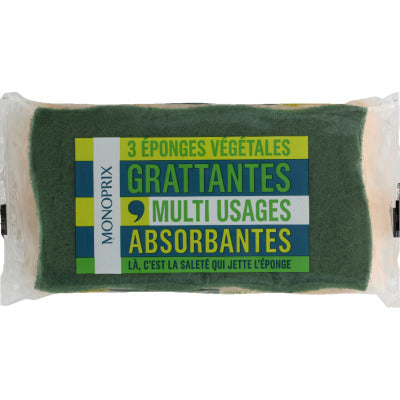 Monoprix Éponges Végétales Grattantes x3 Monoprix Éponges Végétales Grattantes x3