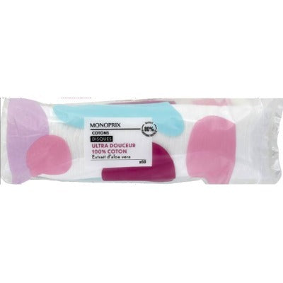 Monoprix Cotons Disques Ultra Douceur Aloe Vera x60 Monoprix Cotons Disques Ultra Douceur Aloe Vera X60