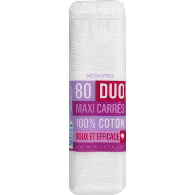 Monoprix Cotons Maxi Carrés Duo x80 Monoprix Cotons Maxi Carrés Duo x80
