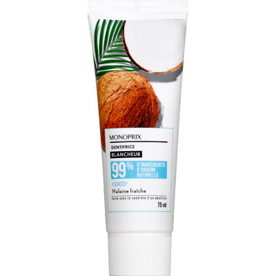 Monoprix Dentifrice Blancheur Coco 75ml Monoprix Dentifrice Blancheur Coco 75ml