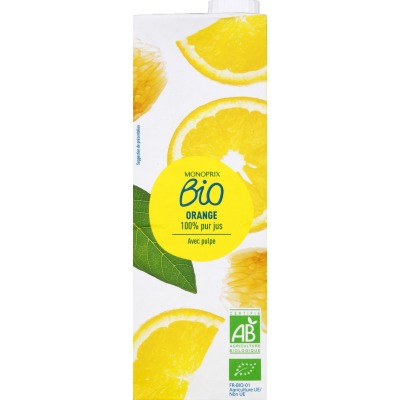 Monoprix Bio Pur Jus d'Orange avec Pulpe 1L Monoprix Bio Pur Jus d'Orange avec Pulpe 1L