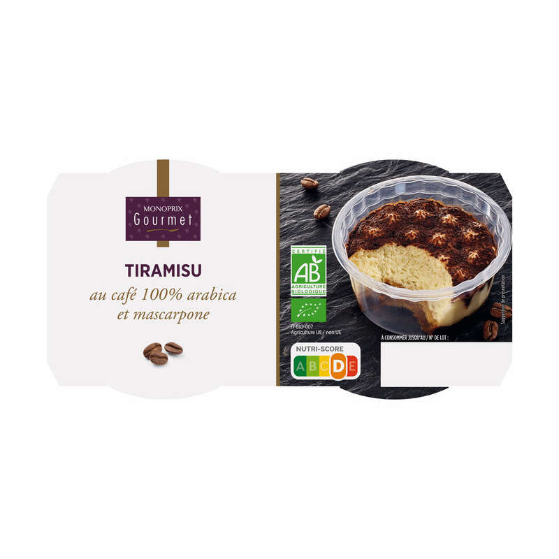 Monoprix Gourmet Tiramisu Bio 2x80g Monoprix Gourmet Tiramisu Bio 2x80g