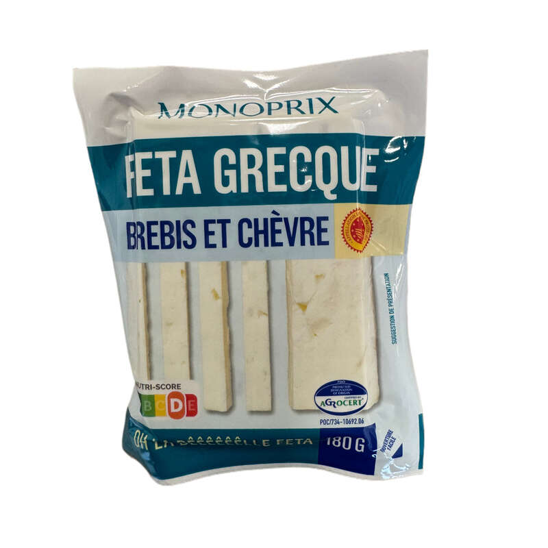 Monoprix Feta grecque AOP 180g Monoprix Feta grecque AOP 180g