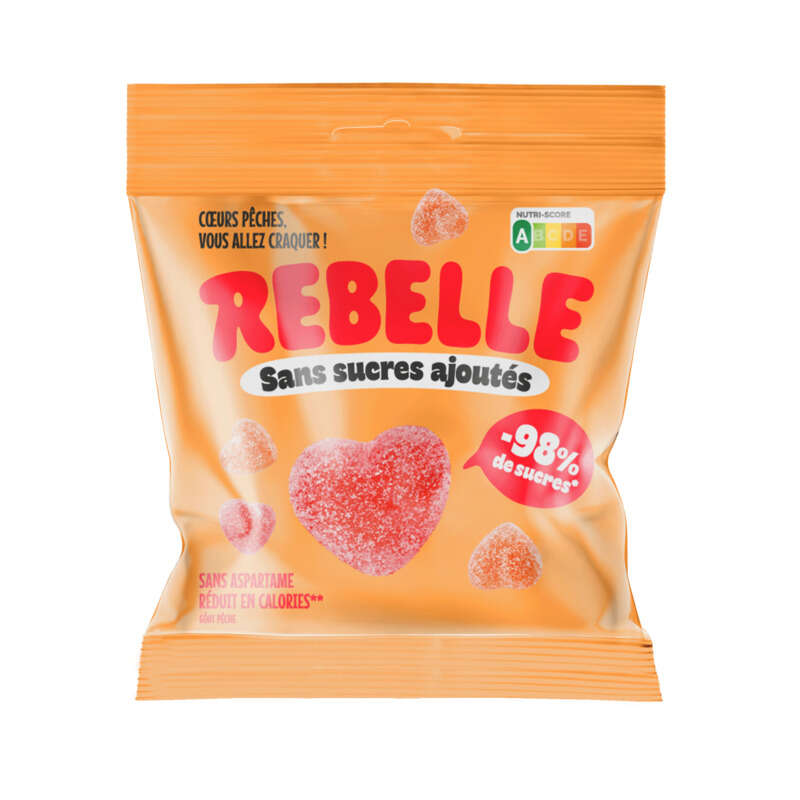 Rebelle Bonbons cœur pêche 50g Rebelle Bonbons cœur pêche 50g