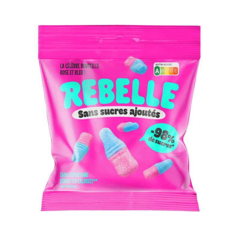 Rebelle Bonbons bouteille rose bleu 50g Rebelle Bonbons bouteille rose bleu 50g