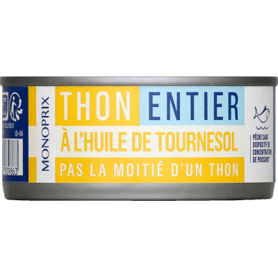Monoprix Thon Entier à l'Huile de Tournesol 160g Monoprix Thon Entier à l'Huile de Tournesol 160g