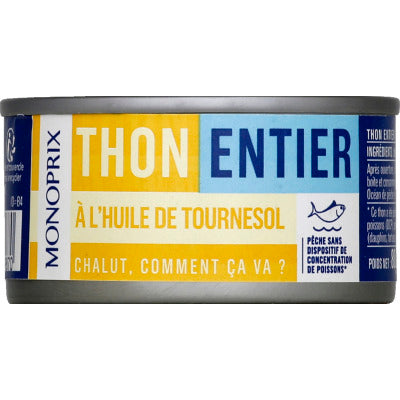 Monoprix Thon Entier à l'huile de Tournesol 80g Monoprix Thon Entier à l'huile de Tournesol 80g